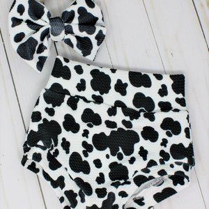 Cow Print Baby Bummies/Headband Set